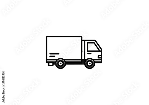 Simple white delivery truck icon on black background (1)