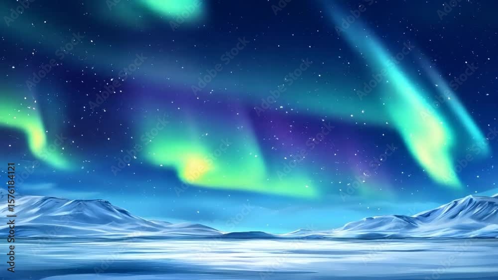 Aurora Borealis over a snowy landscape Aurora Borealis over a snowy landscape