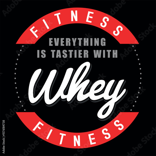 Graphic style emblem alluding to fitness culture and the use of dietary supplements.