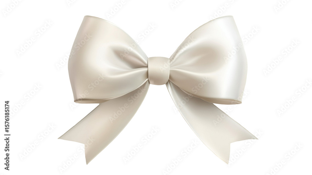 Naklejka premium Elegant white bow with soft ribbon folds and simple design on white background 