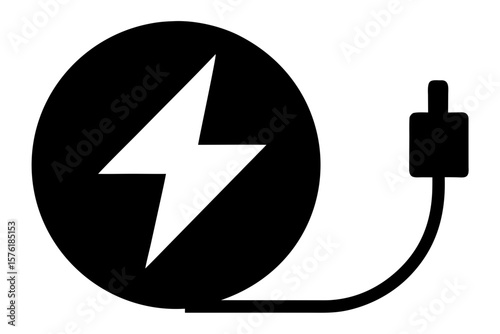 Charge energy bolt lightning power electric silhouette vector illustration