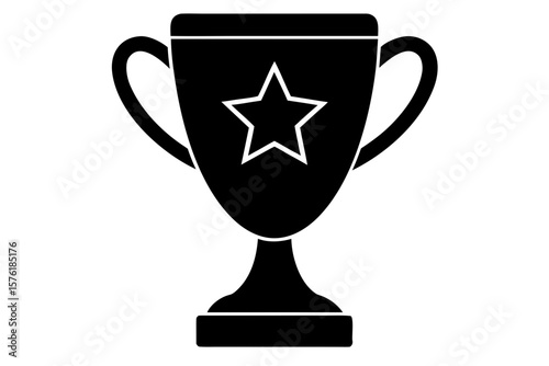 Trophy cup champion award winner prize silhouette vector illustration