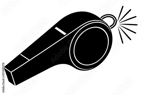 Referee equipment sport whistle coach tool silhouette vector illustration