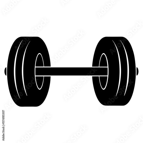 Dumbbell fitness gym exercise weightlifting sport silhouette vector illustration