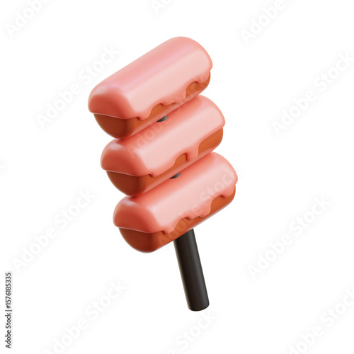 red and pink teokbokki3d icon Illustration