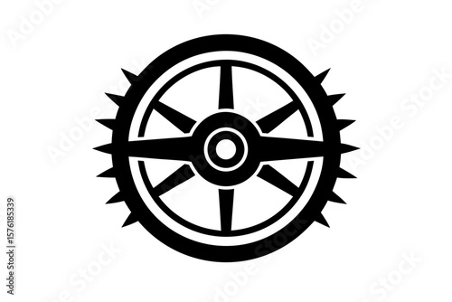Abstract geometric spiky wheel design silhouette vector illustration