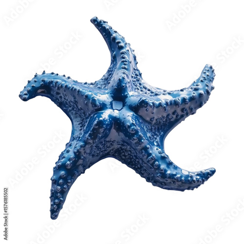 A vibrant blue starfish against a psychedelic background radiating energy and mystery