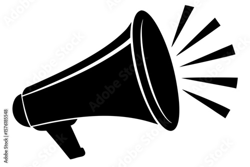 Loudspeaker megaphone communication marketing announcement silhouette vector illustration