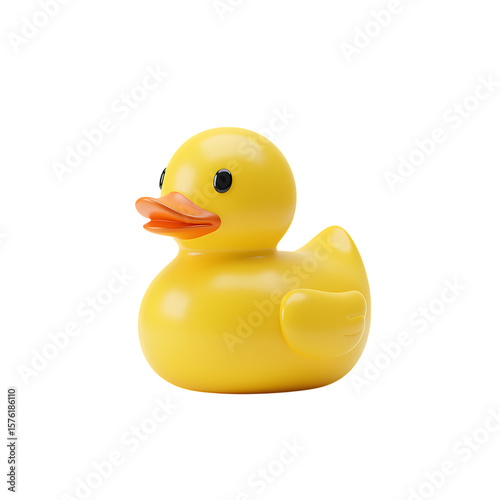 A High-Resolution 3D Render of a Classic Yellow Rubber Duck Toy, Ideal for Children's Bath Time or Decorative Purposes