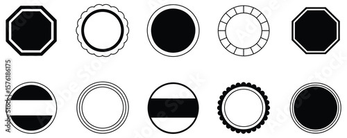 Company label vector illustration. Element design collection for label and logo. Vector illustration.Round Label Banner Collection. Grunge Circle Shapes.