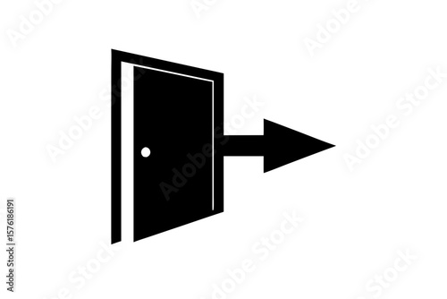 Exit door direction arrow symbol graphic element silhouette vector illustration