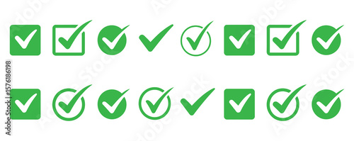 check mark. check marks black and green vector icon. Tick symbol. vector illustration.Right, Correct, check-in Green Icon Sign Vector Template.