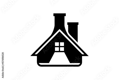 House laboratory chimney simple shape silhouette vector illustration