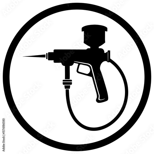 Caulking gun construction tool equipment repair silhouette vector illustration