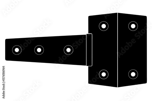 Hinge hardware equipment metal construction silhouette vector illustration