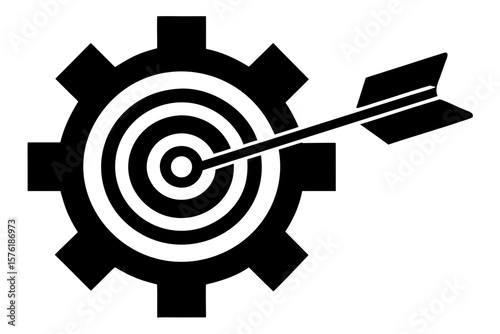 Target gear arrow bullseye success strategy silhouette vector illustration