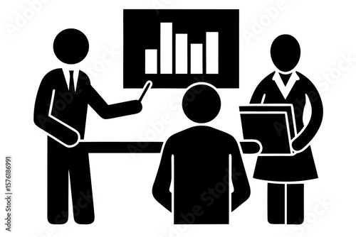 Business meeting presentation teamwork people silhouette vector illustration