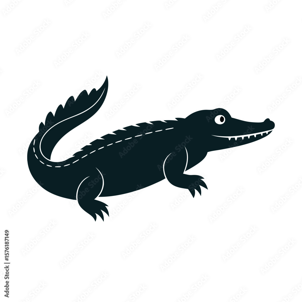 Fototapeta premium Crocodile Silhouette Vector Icon