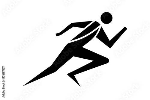 Athletic sprinter runner in motion silhouette vector illustration
