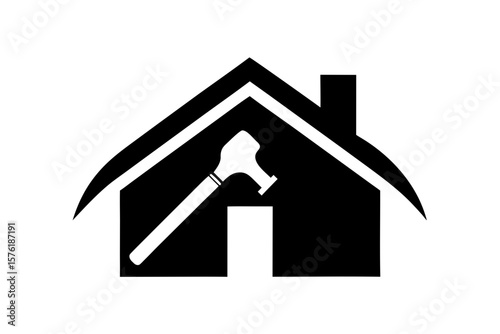 Home repair construction tool house silhouette vector illustration