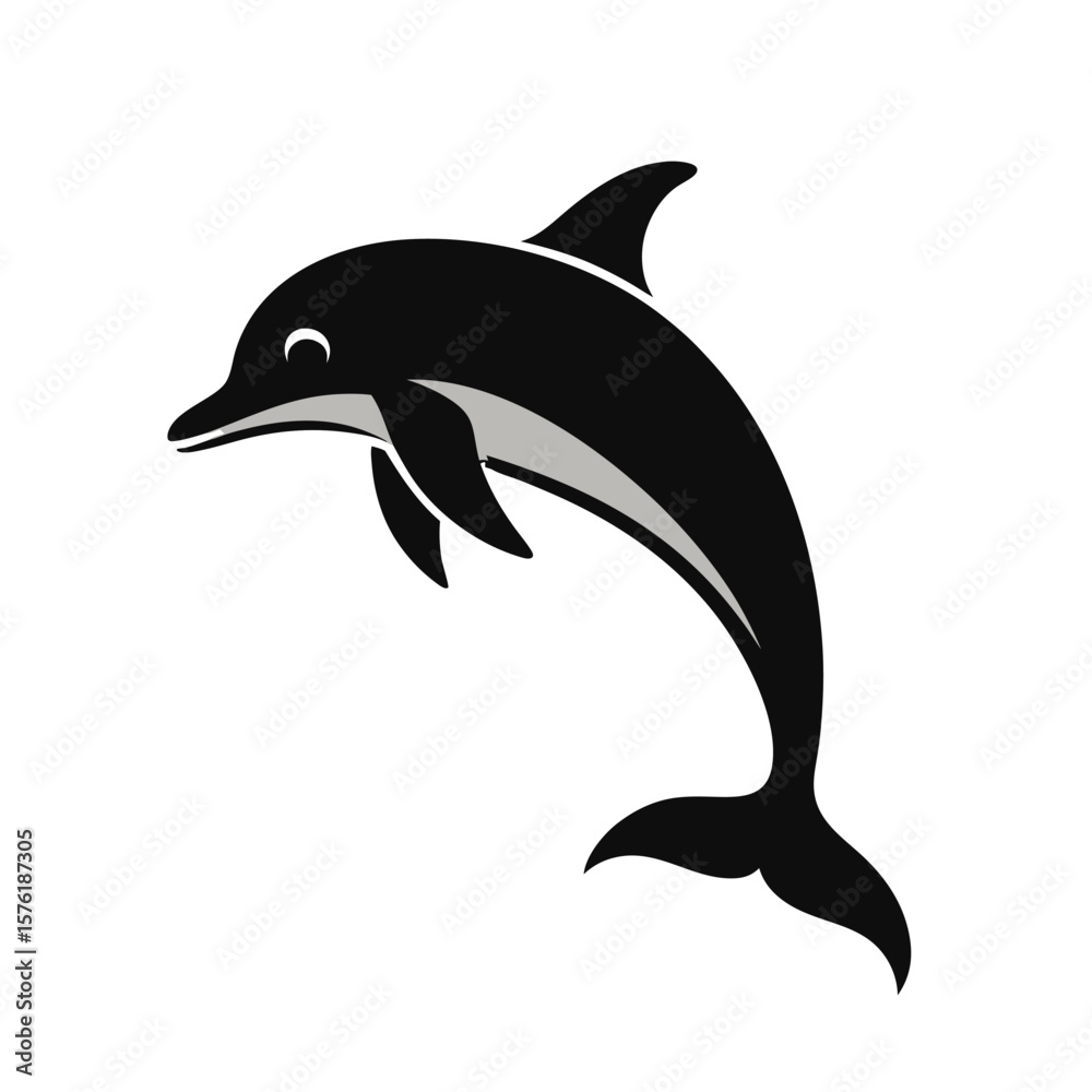 Fototapeta premium Dolphin Silhouette Vector Icon