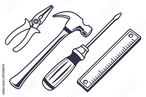 Handy Tools for Every Job An Illustration of a Set of Carpentry Necessities Perfect for DIY Projects