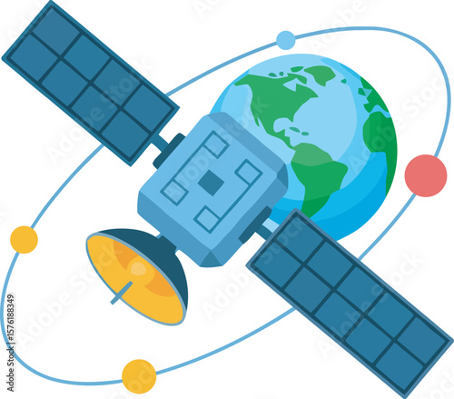 Satellite orbiting Earth, showcasing global communication and space exploration technology.