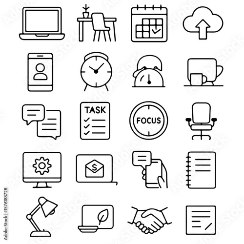 A comprehensive suite of modern business and technology icons. These simple, clean graphics embody innovation, functionality and connectivity in an intuitive, visually cohesive manner.