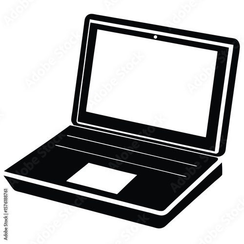 Sleek Laptop Silhouette Open for Business Simple and Minimalist Design for Technology Innovation Productivity and Digital Creativity in a Modern Age