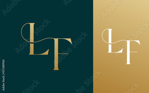 Quadro su tela Initial letter LF FL logo design vector illustration for couple, wedding, and bu