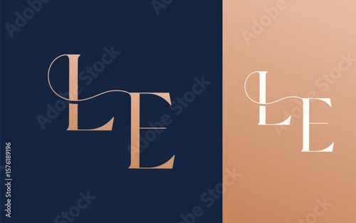 Initial letter LE EL logo design vector illustration for couple, wedding, and business