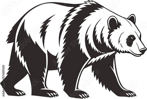 Vector illustration of a cute white polar bear, a wild arctic mammal, isolated on a nature background