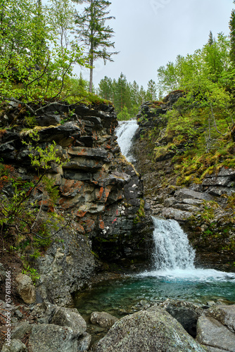 waterfall on a mountain river