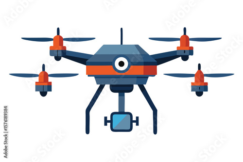 Modern Drone with Four Rotors for Aerial Photography and Videography Applications, Isolated Design Showing Technological Advancement and Remote Piloting