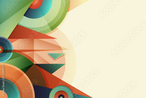 Vibrant abstract geometric shapes with primary and secondary colors