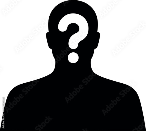Silhouette of a person with a question mark inside their head symbolizing uncertainty
