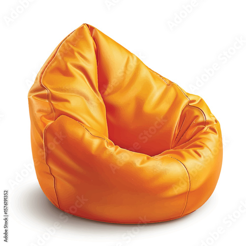 Vibrant Orange Beanbag Chair with Smooth Leather Texture