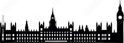 Iconic silhouette of the houses of parliament and big ben in london