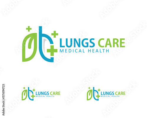 Lungs care logo creative people health medical clinic therapy nature herbal