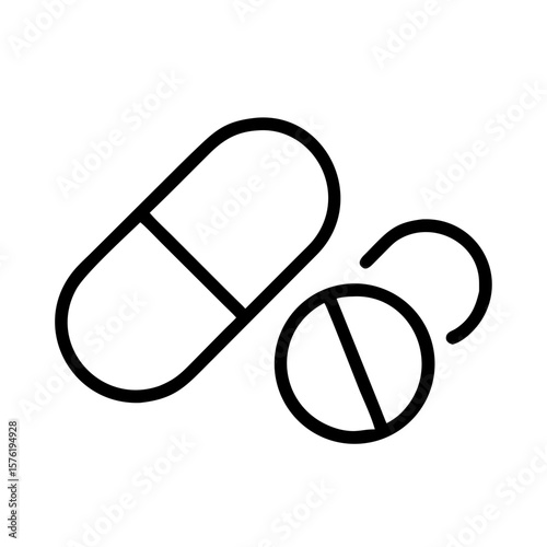 Medical healthcare line icon set. Vector pictograms of stethoscope, thermometer, syringe, pill, medicine, emergency, cross, heart, blood test, ambulance, bed, telehealth