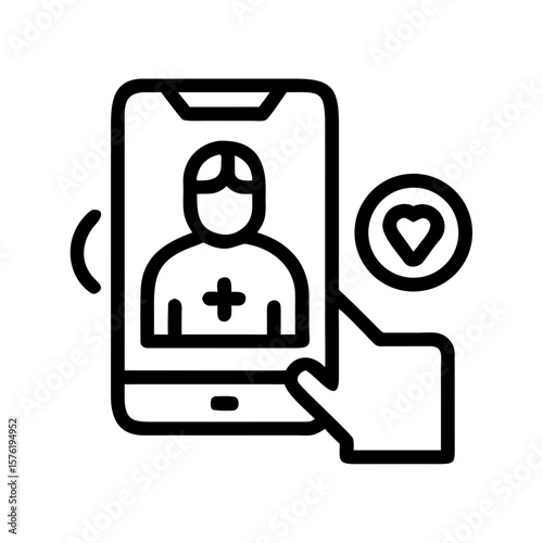 Medical healthcare line icon set. Vector pictograms of stethoscope, thermometer, syringe, pill, medicine, emergency, cross, heart, blood test, ambulance, bed, telehealth