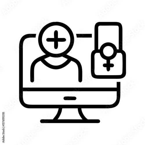 Medical healthcare line icon set. Vector pictograms of stethoscope, thermometer, syringe, pill, medicine, emergency, cross, heart, blood test, ambulance, bed, telehealth