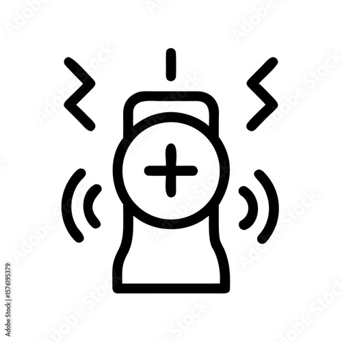 Medical healthcare line icon set. Vector pictograms of stethoscope, thermometer, syringe, pill, medicine, emergency, cross, heart, blood test, ambulance, bed, telehealth