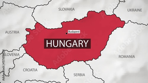 Hungary Map - Fast Zooming from World Map. Animated Motion Graphics Shape Map of the Hungary. 4K Resolution Stock Video for News, Vlogs etc.