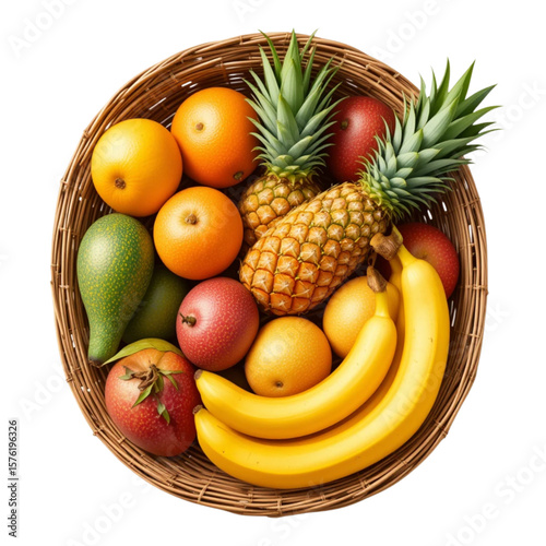 Vibrant Tropical Fruit Basket Pineapple, Mango, Banana
