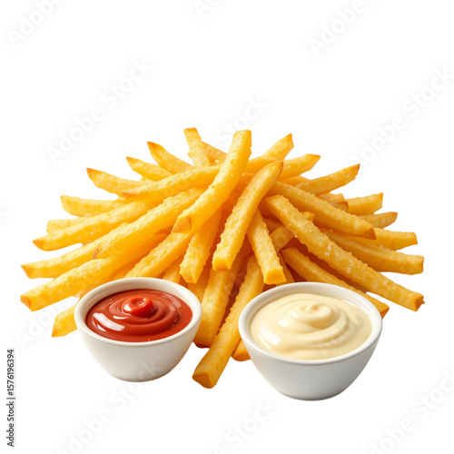 Crispy French Fries with Ketchup and Mayo