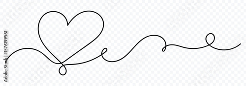 Continuous heart line drawing fancy minimalist illustration. Abstract love symbol. Love outline symbol. Continuous line art drawing. Vector illustration
