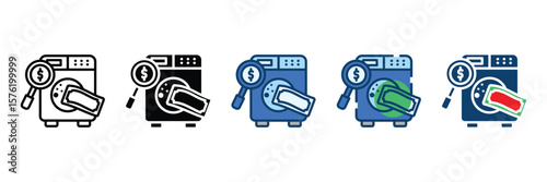 Money Laundry Icon Set Multiple Style Collection