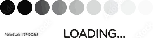 Vector art of loading dots in a line with text on transparent background