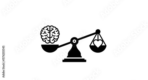 A balance between brain and heart isolated on white background